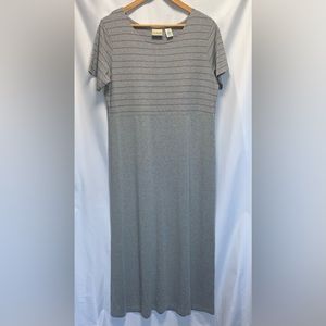 2/$25 LL Bean Gray & Pink Striped Short Sleeve T-Shirt Dress